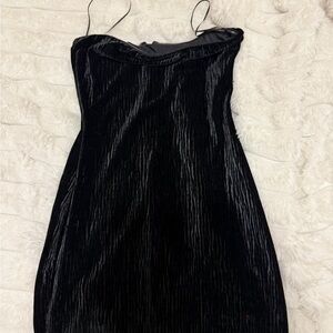 Naked Wardrobe Velvet Black Strapless Dress